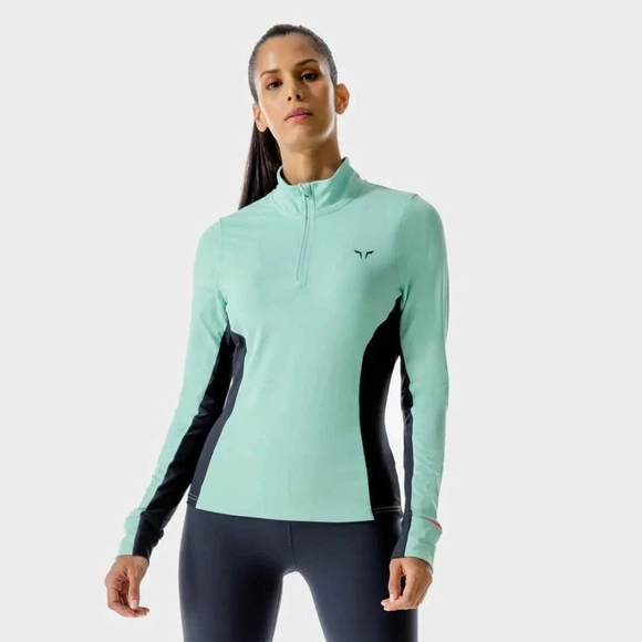Squatwolf Women’s Aqua Long Sleeve Half-Zip Performance Top – Size M - Picture 1 of 5